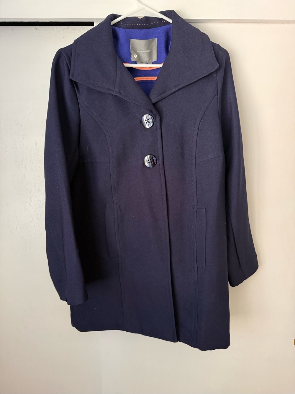Women's Navy Button Coat - Anthropologie